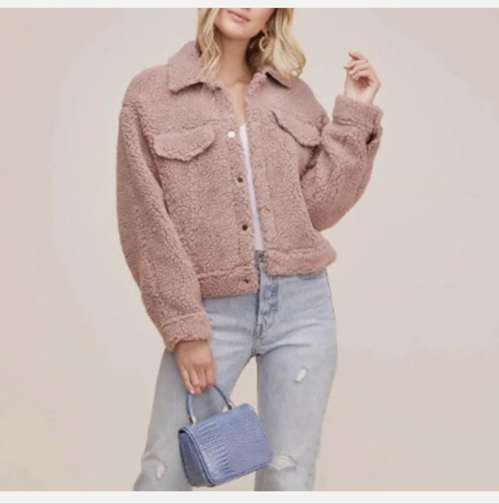 ASTR The Label Women's Pink Sherpa Teddy Jacket Size Medium